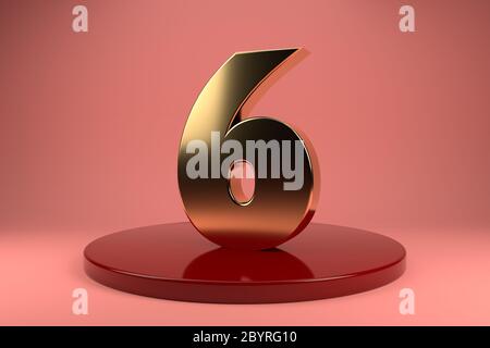 Sfondo Golden numero 6. rendering 3d. illustratore 3d. Foto Stock