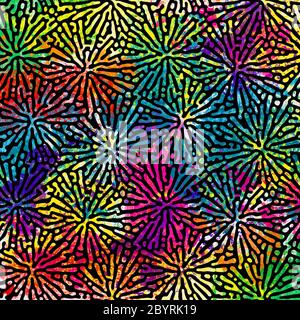 colorato neon psichedelico astratto schema starburst Foto Stock