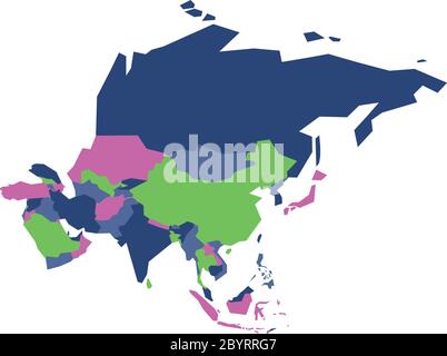 Mappa politica infografica dell'Asia molto semplificata. Semplice illustrazione geometrica vettoriale. Illustrazione Vettoriale