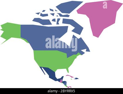 Mappa politica infografica del Nord America molto semplificata. Semplice illustrazione geometrica vettoriale. Illustrazione Vettoriale