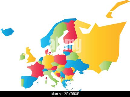 Mappa politica infografica dell'Europa molto semplificata. Semplice illustrazione geometrica vettoriale. Illustrazione Vettoriale