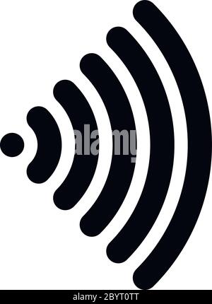 Simbolo WiFi. Segnale di connessione Internet wireless o hotspot. Icona vettoriale semplice piatta nera con angoli arrotondati. Illustrazione Vettoriale