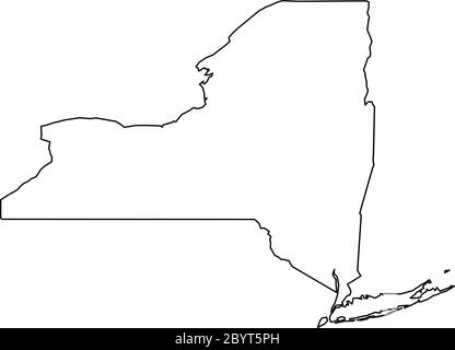 New York, stato degli Stati Uniti - mappa nera della zona del paese. Semplice illustrazione vettoriale piatta. Illustrazione Vettoriale