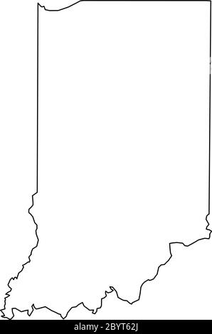 Indiana, stato degli Stati Uniti - mappa nera della zona del paese. Semplice illustrazione vettoriale piatta. Illustrazione Vettoriale