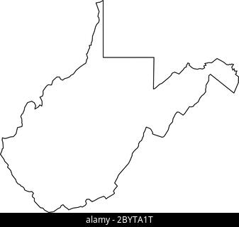 West Virginia, stato degli Stati Uniti - mappa nera della regione. Semplice illustrazione vettoriale piatta. Illustrazione Vettoriale