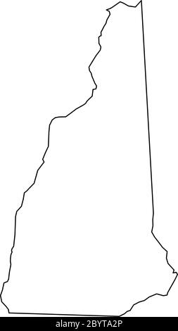 New Hampshire, stato degli Stati Uniti - mappa nera della regione. Semplice illustrazione vettoriale piatta. Illustrazione Vettoriale