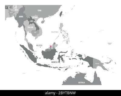 Mappa vettoriale del Laos. Rosa evidenziato nella regione del Sud-est asiatico. Illustrazione Vettoriale