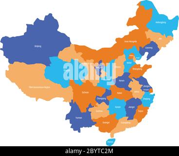 Mappa delle province amministrative della Cina. Illustrazione vettoriale. Illustrazione Vettoriale