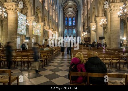 Cattedrale di Notre Dame, Parigi Francia prima dell'incendio del 2019 aprile Foto Stock