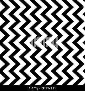 Zig-zag verticale chevron motivo senza cuciture sfondo in bianco e nero. Design vettoriale vintage retro. Illustrazione Vettoriale