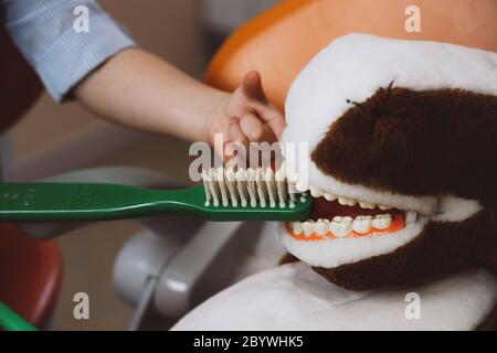 Tagliare i denti del giocattolo per la pulizia dei bambini Foto Stock