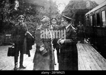 Incontro di Adolf Hitler e Benito Mussolini a Stępina ca. 8 /27/1941 Foto Stock