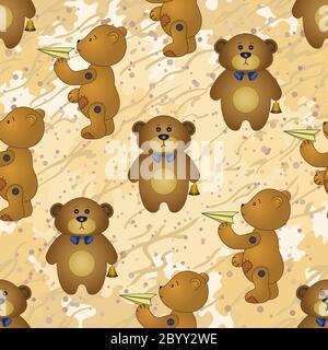 Seamless pattern, orsacchiotti con giocattoli Foto Stock