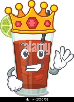 Un Re Magico di cuba libre cocktail mascotte stile con corona d'oro Illustrazione Vettoriale