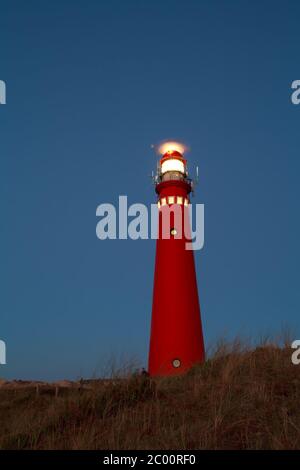faro di notte, isola di Schiermonnikoog Foto Stock