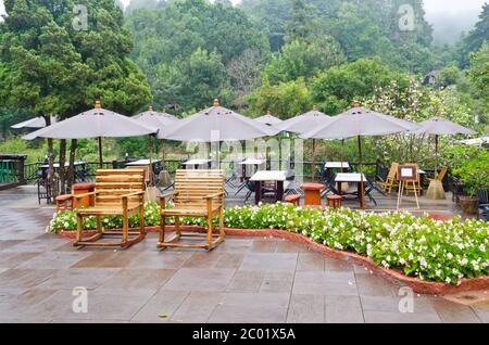 Area salotto del ristorante al mattino. Foto Stock