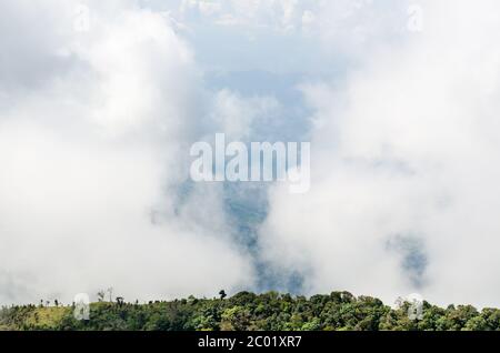 Vista ad angolo alto del cielo e delle nuvole. Foto Stock