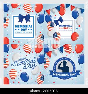 card memorial giorno, onorando tutti coloro che hanno servito, con decorazione Illustrazione Vettoriale