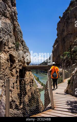 'Caminito del rey' un posto nelle montagne di Malaga per fare escursioni. Foto Stock