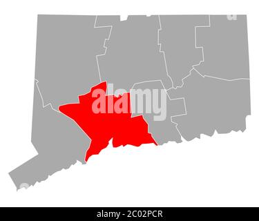 New Haven sulla mappa di Connecticut Foto Stock