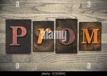 PROM Concept Letterpress in legno tipo Foto Stock