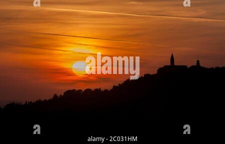 Pienza la città al tramonto, Toscana, Italia Foto Stock
