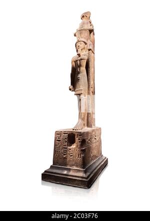 Colossale antica statua egiziana di Sothy II, arenaria, nuovo Regno, XIX dinastia, (1202-1198 a.C.), Tempio di Karnak di Amon. Museo Egizio, Torino Foto Stock
