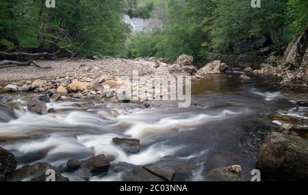 Fiume Swale in direzione della Kisdon Force vicino a Keld. Yorkshire Dales National Park, Regno Unito. Foto Stock