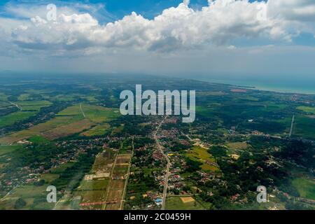 Una vista dall'alto di un fiume, Kota Bharu, Malesia Foto Stock