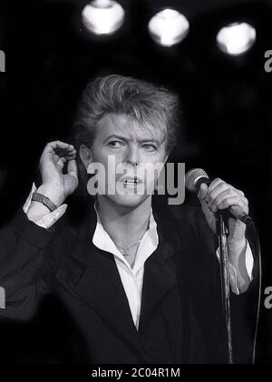 David Bowie al Teatro del giocatore, Londra marzo 1987 Foto Stock