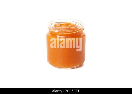 Alimenti per bambini: Jar con purea di frutta isolato su sfondo bianco Foto  stock - Alamy