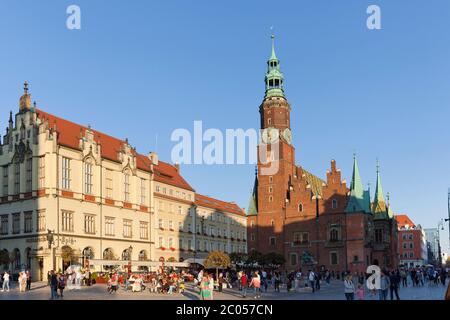 Municipio e Torre dell'Orologio, Piazza del mercato, Breslavia Foto Stock