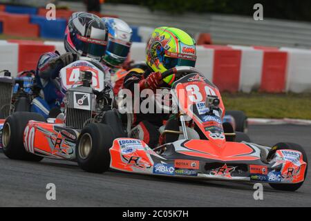 Carriera di Lando Norris nel karting 2013. Foto Stock