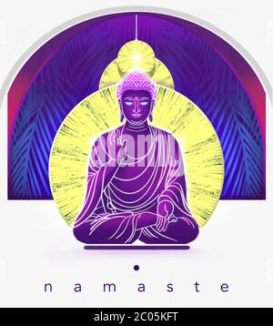 Buddha in meditazione illustrazione. Poster Buddha Foto Stock