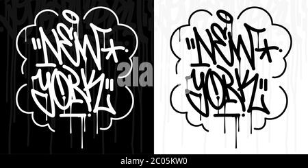 Word New York astratto Hip Hop mano scritta Graffiti stile Vector Illustrazione Illustrazione Vettoriale