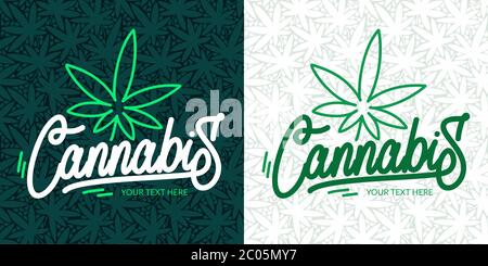Estratto mano scritto Word Cannabis con Cannabis Leaf Vector Illustration Illustrazione Vettoriale