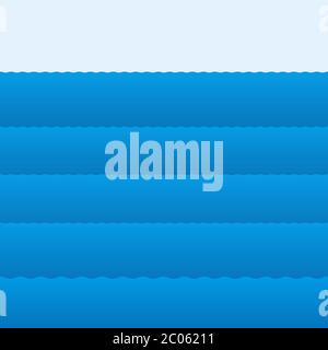 Paesaggio marino con diversi livelli di profondità vettore icona piatta isolato Illustrazione Vettoriale