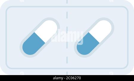 Capsule di farmaco confezionate in un vettore di gelatina icona piatta isolato Illustrazione Vettoriale