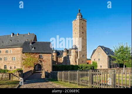 Castello porta, tenere, castello e palazzo Steinau, Steinau an der Strasse, Assia, Germania Foto Stock