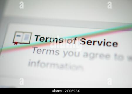 Condizioni d'uso di Facebook, Termini di servizio, TOS, screenshot, smartphone, dettagli, formato completo Foto Stock