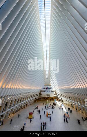 Stazione della metropolitana di Oculus, World Trade Center Transportation Hub, New York Metro, Ground Zero, World Trade Center, New York City, USA Foto Stock