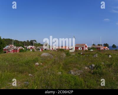 Villaggio svedese sull'isola di Agö Foto Stock