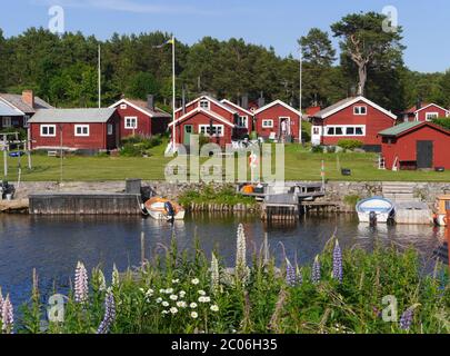 Villaggio svedese sull'isola di Agö Foto Stock