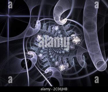 Il modello della griglia e dei mazzi di spirali. Grafica generata dal computer. Foto Stock