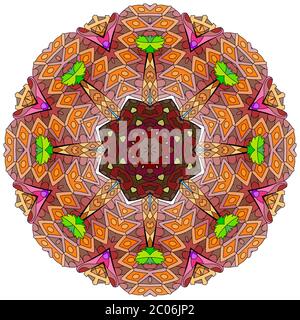 Colorato Mandala carino. Decorazione tonda insolita ornamenti. Illustrazione Vettoriale