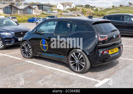 EV Juicers BMW i3 a Bigbury Devon Foto Stock