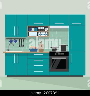 Interni moderni in stile piatto - illustrazione vettoriale Illustrazione Vettoriale