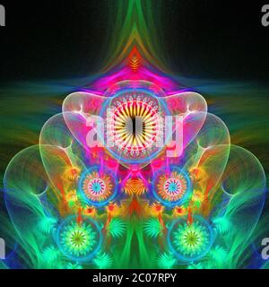 Reticolo multicolore con pattern frattale. Grafica generata dal computer. Foto Stock