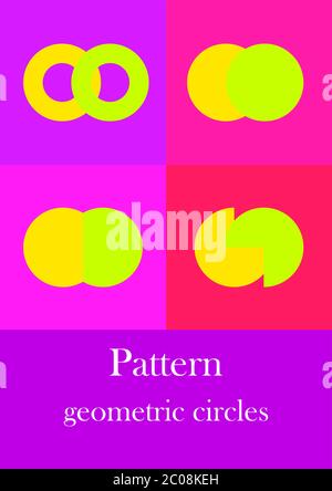 Pattern per forme geometriche di testo cerchi su uno sfondo lilla. Illustrazione Vettoriale