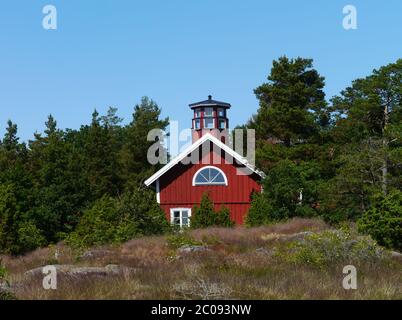 ex faro nel lago vänern Foto Stock